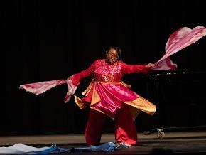 Normandy Bryant presents a liturgical dance during the 2024 MLK Celebration